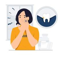 symptômes de maux de dents et problèmes d'illustration de concept de dents vecteur