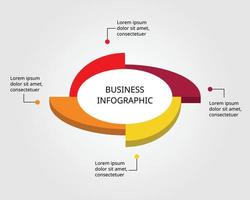 modèle de graphique de courbe pour infographie pour présentation pour 4 éléments vecteur