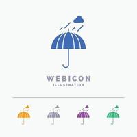 parapluie. camping. pluie. sécurité. modèle d'icône web glyphe météo 5 couleurs isolé sur blanc. illustration vectorielle