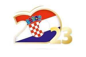 année 2023 avec motif drapeau croatie. vecteur