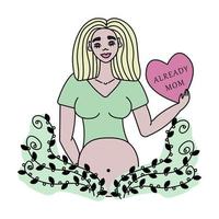 femme enceinte blonde, illustration vecteur