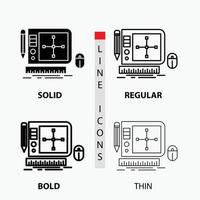 motif. graphique. outil. Logiciel. icône de conception de sites Web en mince. habituel. ligne en gras et style de glyphe. illustration vectorielle vecteur