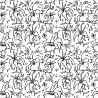 motif floral sans soudure, illustration vectorielle de dessin au trait dessiné à la main vecteur