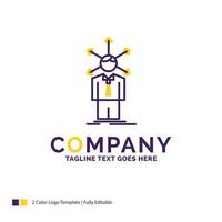 création de logo de nom de société pour le développement. Humain. réseau. personnalité. soi. conception de nom de marque violet et jaune avec place pour le slogan. modèle de logo créatif pour petites et grandes entreprises. vecteur