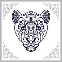 Tête de lion arts mandala isolé sur fond blanc vecteur