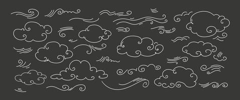 vecteur doosle ensemble de doodle vent, météo, environnement