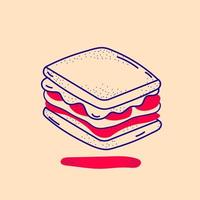 sandwich de contour de vecteur d'illustration. icône sandwich