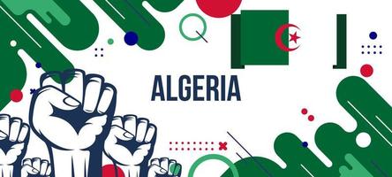 bannière nationale de l'algérie avec drapeau et conception de fond abstrait géométrique vecteur