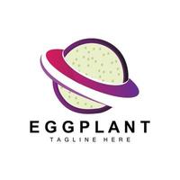 création de logo d'aubergine, illustration de légumes vecteur de plantation de légumes violets, modèle d'icône de marque de produit