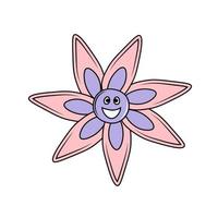 illustration vectorielle de fleur groovy dans un style doodle vecteur
