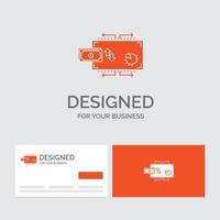 modèle de logo d'entreprise pour la finance. couler. commercialisation. argent. Paiements. cartes de visite orange avec modèle de logo de marque. vecteur