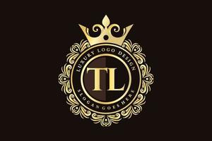 tl lettre initiale or calligraphique féminin floral monogramme héraldique dessiné à la main antique style vintage luxe logo design vecteur premium