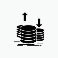 pièces de monnaie. finance. Capitale. or. icône de glyphe de revenu. illustration vectorielle isolée vecteur