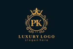 modèle initial de logo de luxe royal de lettre pk dans l'art vectoriel pour le restaurant, la royauté, la boutique, le café, l'hôtel, l'héraldique, les bijoux, la mode et d'autres illustrations vectorielles.