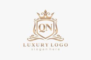 modèle initial de logo de luxe royal de lettre qn dans l'art vectoriel pour le restaurant, la royauté, la boutique, le café, l'hôtel, l'héraldique, les bijoux, la mode et d'autres illustrations vectorielles.