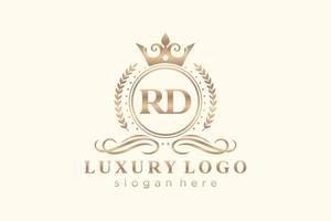 modèle de logo de luxe royal lettre initiale rd en art vectoriel pour restaurant, royauté, boutique, café, hôtel, héraldique, bijoux, mode et autres illustrations vectorielles.