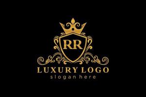 modèle initial de logo de luxe royal de lettre rr dans l'art vectoriel pour le restaurant, la royauté, la boutique, le café, l'hôtel, l'héraldique, les bijoux, la mode et d'autres illustrations vectorielles.