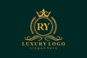 modèle de logo de luxe royal lettre initiale ry en art vectoriel pour restaurant, royauté, boutique, café, hôtel, héraldique, bijoux, mode et autres illustrations vectorielles.