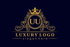 uu lettre initiale or calligraphique féminin floral monogramme héraldique dessiné à la main antique style vintage luxe logo design vecteur premium