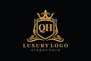 modèle initial de logo de luxe royal de lettre qh dans l'art vectoriel pour le restaurant, la royauté, la boutique, le café, l'hôtel, l'héraldique, les bijoux, la mode et d'autres illustrations vectorielles.