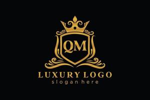 modèle initial de logo de luxe royal de lettre qm dans l'art vectoriel pour le restaurant, la royauté, la boutique, le café, l'hôtel, l'héraldique, les bijoux, la mode et d'autres illustrations vectorielles.