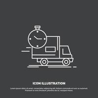 livraison. temps. expédition. le transport. icône de camion. symbole de vecteur de ligne pour ui et ux. site web ou application mobile