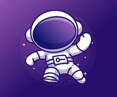 heureux astronaute sautant dessin animé vecteur icône illustration