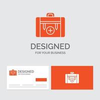 modèle de logo d'entreprise pour le sac. camping. santé. randonnée. bagage. cartes de visite orange avec modèle de logo de marque. vecteur