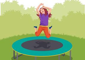 Les enfants jouent au trampoline vecteur