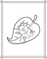 coccinelle sur une feuille adaptée à l'illustration vectorielle de la page de coloriage pour enfants vecteur