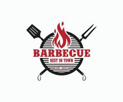 logo de barbecue chaud vecteur