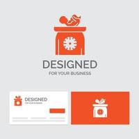 modèle de logo d'entreprise pour le poids, bébé, nouveau-né, balance, enfant. cartes de visite orange avec modèle de logo de marque. vecteur