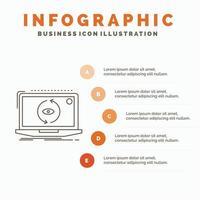 application. application. Nouveau. Logiciel. mettre à jour le modèle d'infographie pour le site Web et la présentation. icône grise de ligne avec illustration vectorielle de style infographie orange vecteur