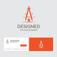 modèle de logo d'entreprise pour la conception. mesure. produit. raffinement. développement. cartes de visite orange avec modèle de logo de marque. vecteur