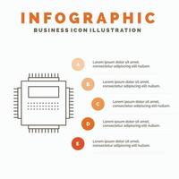 processeur. Matériel. l'ordinateur. pc. modèle d'infographie technologique pour le site Web et la présentation. icône grise de ligne avec illustration vectorielle de style infographie orange vecteur