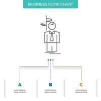 La Flèche. choix. choisir. décision. conception d'organigramme d'affaires de direction avec 3 étapes. icône de ligne pour le modèle d'arrière-plan de présentation place pour le texte vecteur