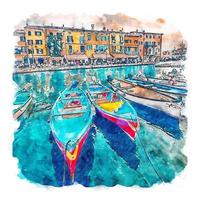 lasize italie croquis aquarelle illustration dessinée à la main vecteur