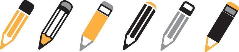 icône de crayon. stylo gomme design plat et contour et concept de retour à l'école sur fond blanc. vecteur