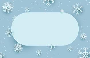 étiquette ovale vierge bleu clair décorée de flocons de neige, illustration vectorielle neige d'hiver, concept noël et nouvel an.