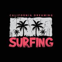 typographie d'illustration de plage d'été surf californie. parfait pour la conception de t-shirt vecteur