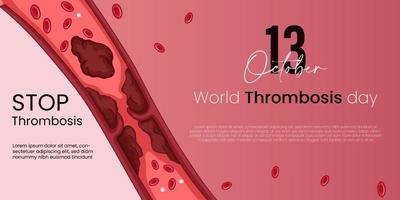 journée mondiale de la thrombose célébrée chaque année le 13 octobre à travers le monde. vecteur