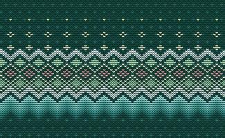 motif ethnique tricoté abstrait, fond aztèque de broderie vectorielle, style de crochet de culture de point de croix vert vecteur