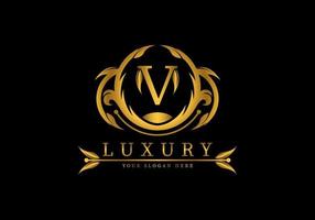 décoration de modèle de logo de luxe lettre v vecteur