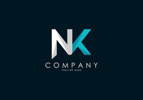 lettre initiale logo de la société nk vecteur