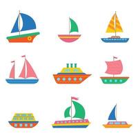 ensemble de bateaux et de navires colorés pour enfants. illustration vectorielle.b vecteur