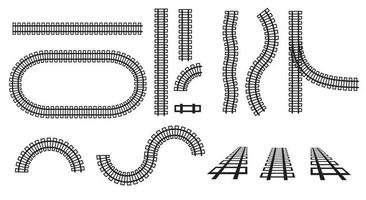 forme de variété de voie ferrée. transport ferroviaire route. conception d'art de pistes droites. illustration vectorielle créative de chemin de fer incurvé isolé sur fond. pluie chemin de fer route constructeur rails vecteur