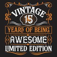 conception de t-shirt de typographie d'anniversaire vintage vecteur