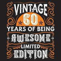 conception de t-shirt de typographie d'anniversaire vintage vecteur