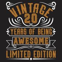 conception de t-shirt de typographie d'anniversaire vintage vecteur