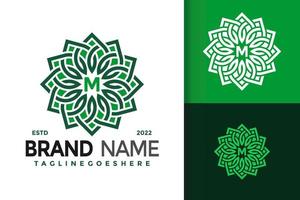 création de logo de feuille de mandala de lettre m, vecteur de logos d'identité de marque, logo moderne, modèle d'illustration vectorielle de conceptions de logo